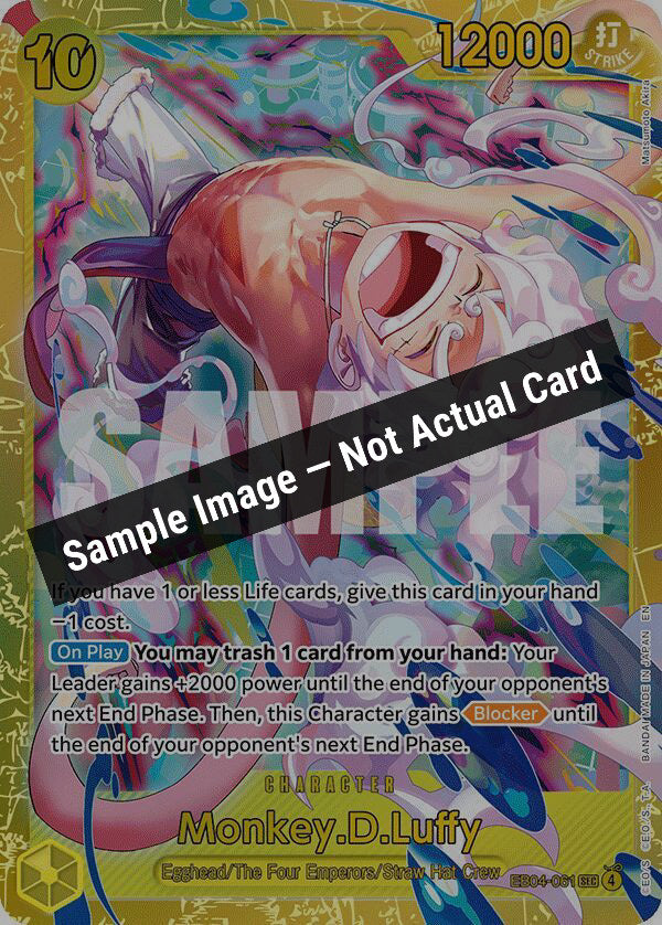 One Piece Card Game,Adventure on Kami's Island,Monkey.D.Luffy (EB04-061),Foil,Near Mint — Sample Image, Not Actual Card