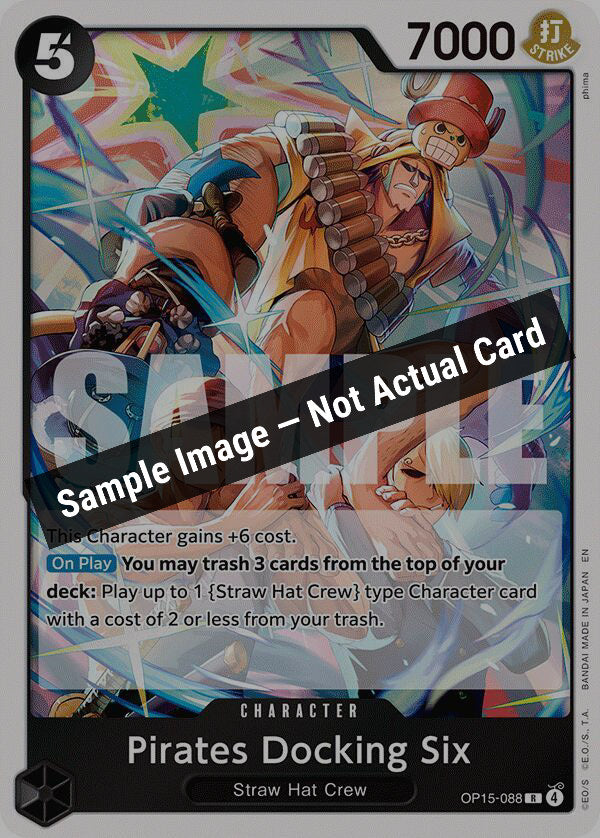One Piece Card Game,Adventure on Kami's Island,Pirates Docking Six - OP15-088,Foil,Near Mint — Sample Image, Not Actual Card