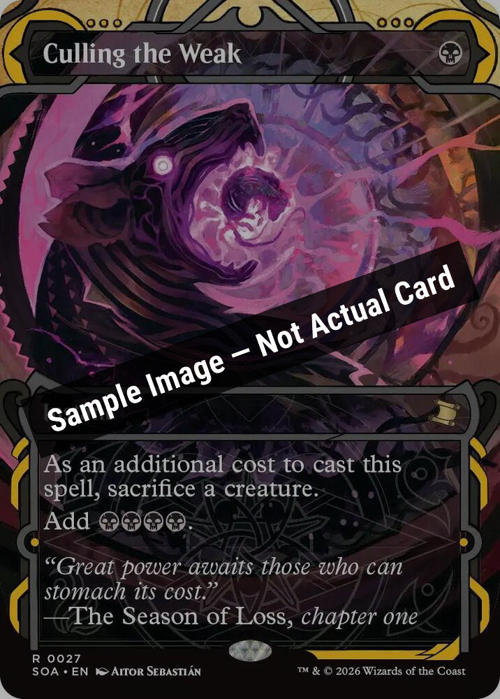 Magic,Secrets of Strixhaven: Mystical Archive,Culling the Weak - 27,Normal,Near Mint — Sample Image, Not Actual Card