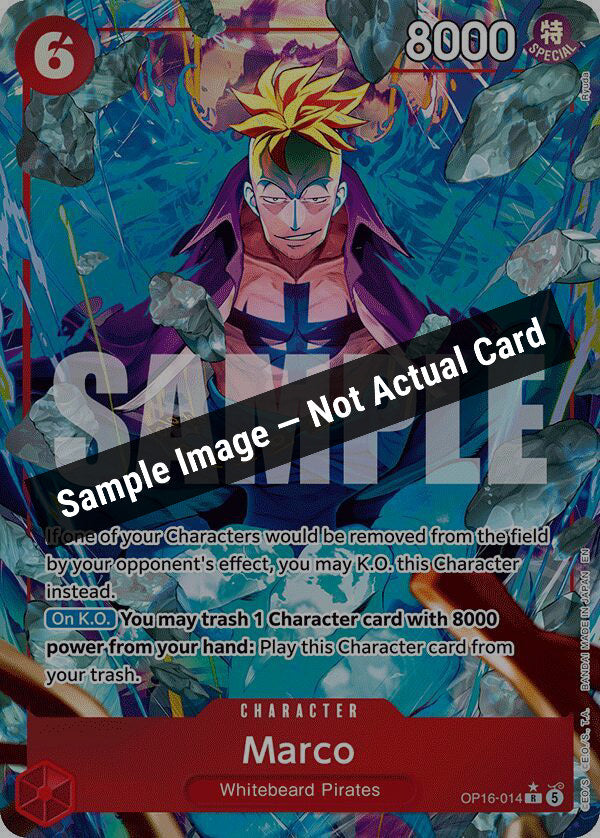 One Piece Card Game,The Time of Battle,Marco (Alternate Art) - OP16-014,Foil,Near Mint — Sample Image, Not Actual Card