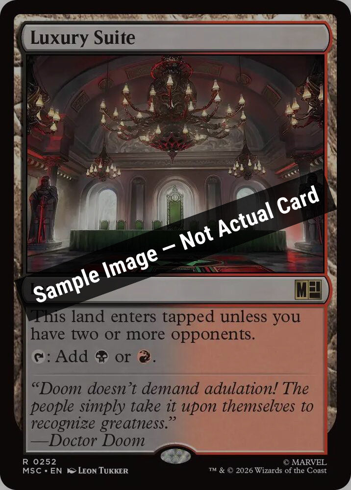 Magic,Commander: Marvel Super Heroes,Luxury Suite (Surge Foil) - 252,Foil,Near Mint — Sample Image, Not Actual Card