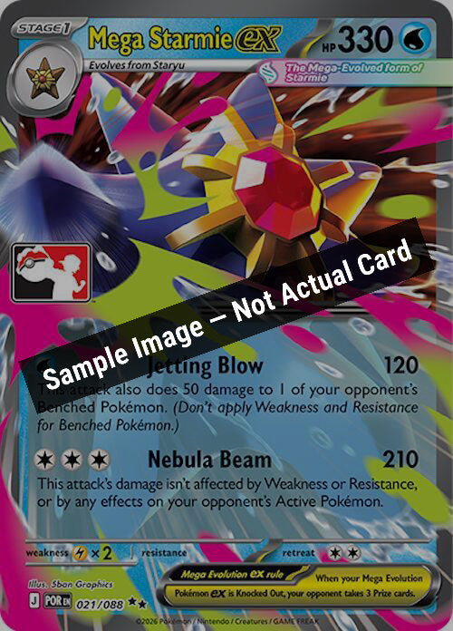 Pokemon,Prize Pack Series Cards,Mega Starmie ex - 021/088,Holofoil,Near Mint — Sample Image, Not Actual Card