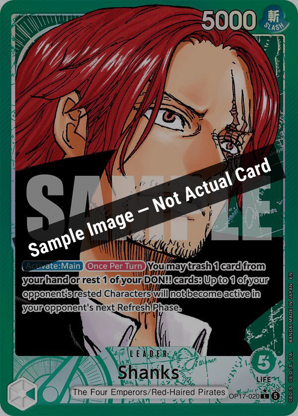 One Piece Card Game,The World's Strongest Warriors,Shanks (020) (Alternate Art) - OP17-020,Foil,Near Mint — Sample Image, Not Actual Card