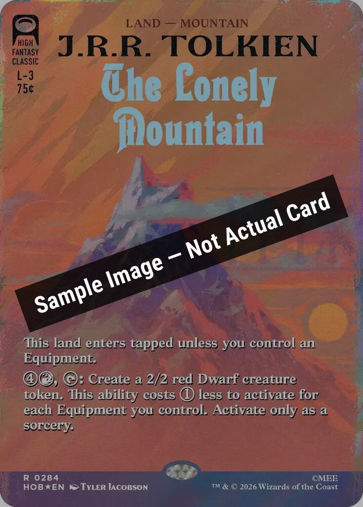 Magic,The Hobbit,The Lonely Mountain (Borderless) (Surge Foil) - 284,Foil,Near Mint — Sample Image, Not Actual Card