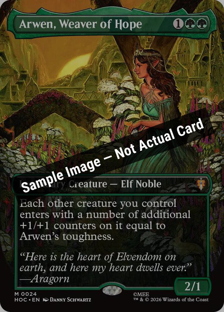 Magic,The Hobbit: Eternal-Legal,Arwen, Weaver of Hope (Borderless) - 24,Foil,Near Mint — Sample Image, Not Actual Card