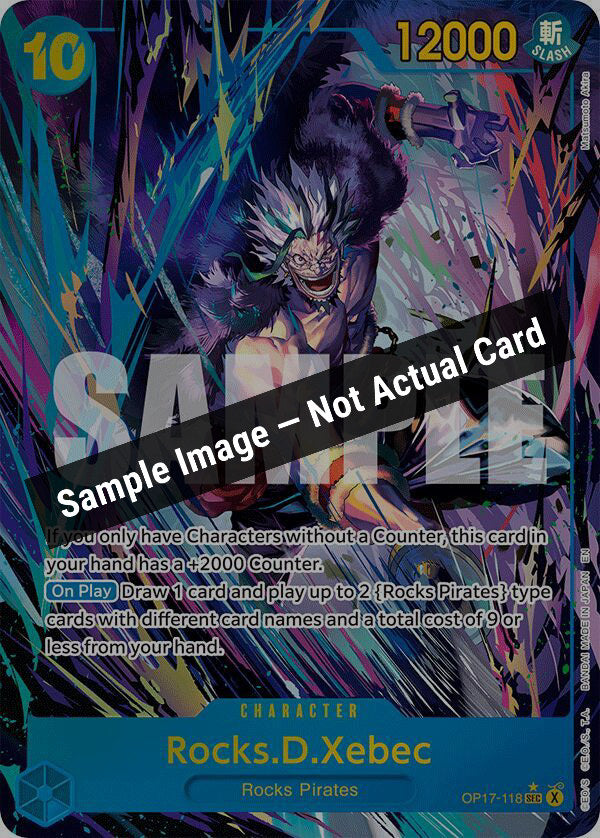 One Piece Card Game,The World's Strongest Warriors,Rocks.D.Xebec (118) (Alternate Art) - OP17-118,Foil,Near Mint — Sample Image, Not Actual Card