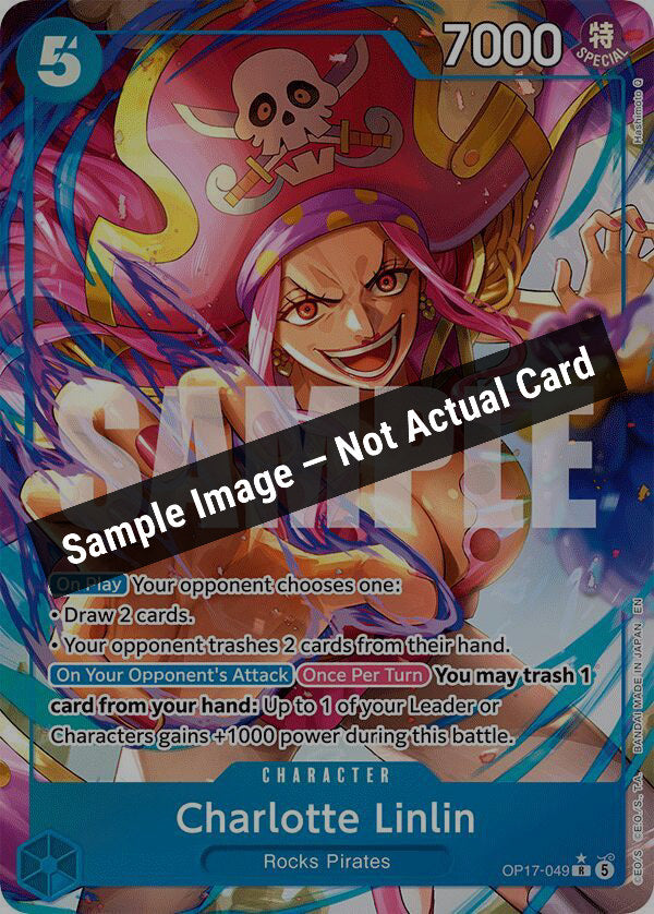 One Piece Card Game,The World's Strongest Warriors,Charlotte Linlin (049) (Alternate Art) - OP17-049,Foil,Near Mint — Sample Image, Not Actual Card