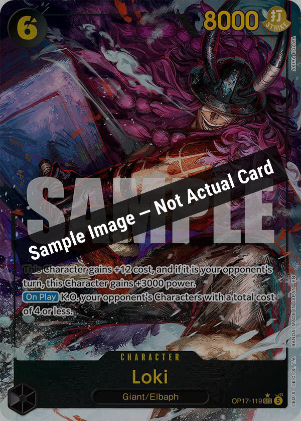 One Piece Card Game,The World's Strongest Warriors,Loki (Alternate Art) - OP17-119,Foil,Near Mint — Sample Image, Not Actual Card