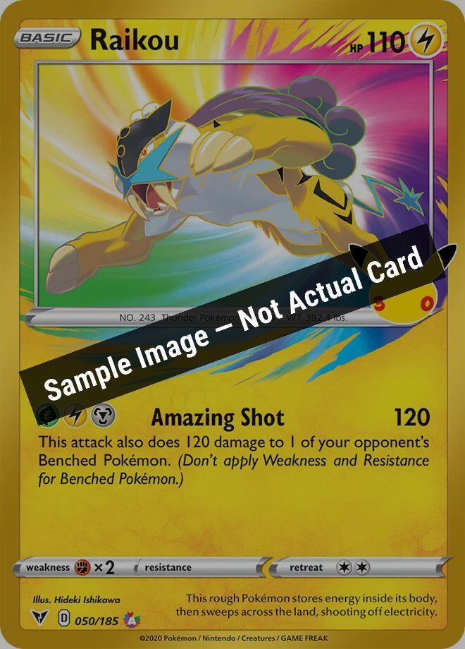 Pokemon,ME: 30th Celebration Classic Collection,Raikou - 050/185,Holofoil,Near Mint — Sample Image, Not Actual Card