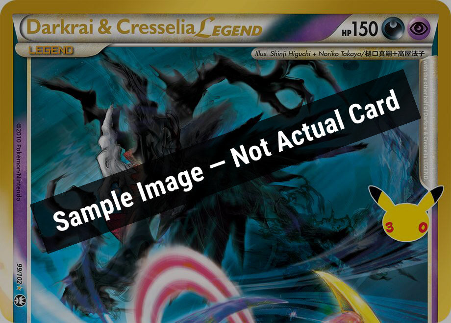 Pokemon,ME: 30th Celebration Classic Collection,Darkrai & Cresselia Legend (Top) - 99/102,Holofoil,Near Mint — Sample Image, Not Actual Card