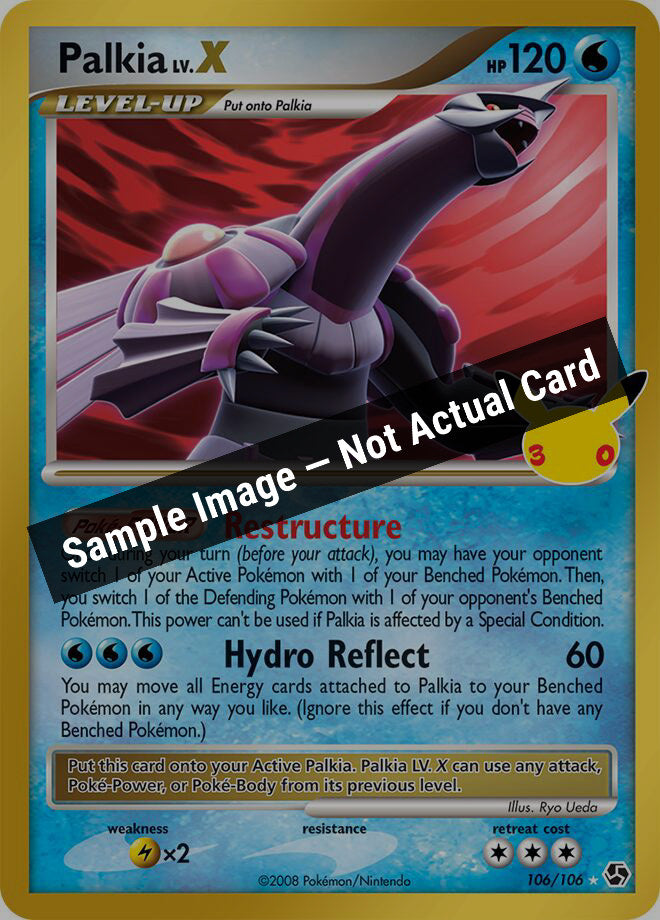 Pokemon,ME: 30th Celebration Classic Collection,Palkia LV.X - 106/106,Holofoil,Near Mint — Sample Image, Not Actual Card
