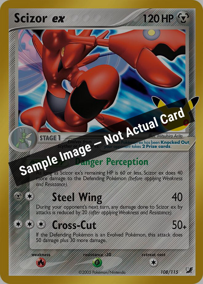 Pokemon,ME: 30th Celebration Classic Collection,Scizor ex - 108/115,Holofoil,Near Mint — Sample Image, Not Actual Card