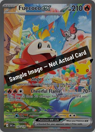 Pokemon,ME: 30th Celebration,Fuecoco ex - 147/128,Holofoil,Near Mint — Sample Image, Not Actual Card