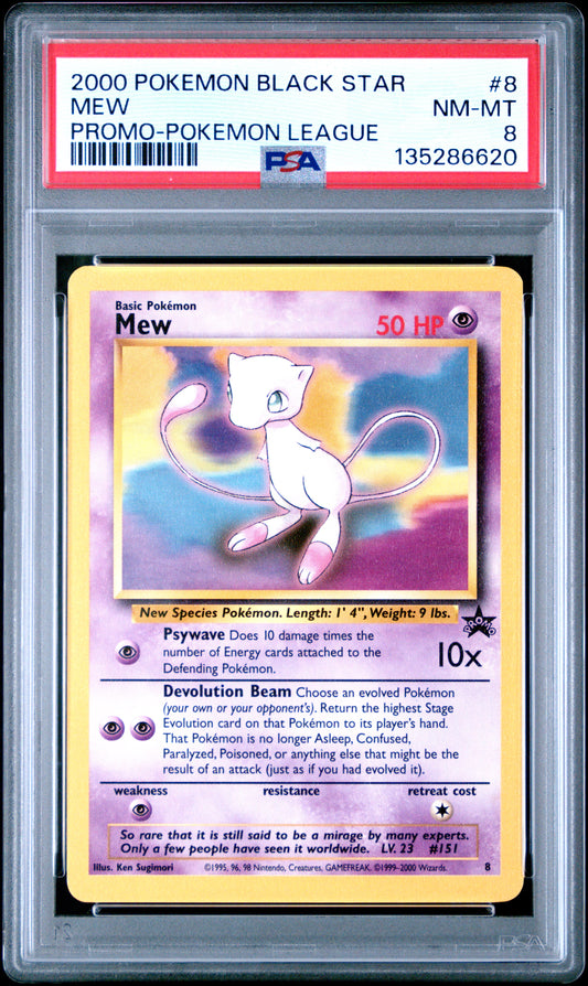 2000 POKEMON PROMO BLACK STAR MEW #8 PROMO-POKEMON LEAGUE PSA 8
