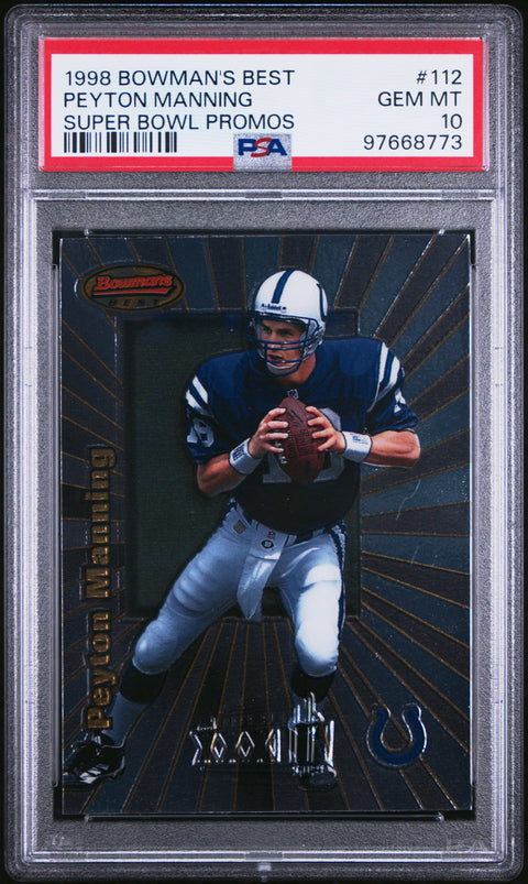 1998 BOWMAN'S BEST SUPER BOWL PROMO PEYTON MANNING #112 PSA 10 - Image 2