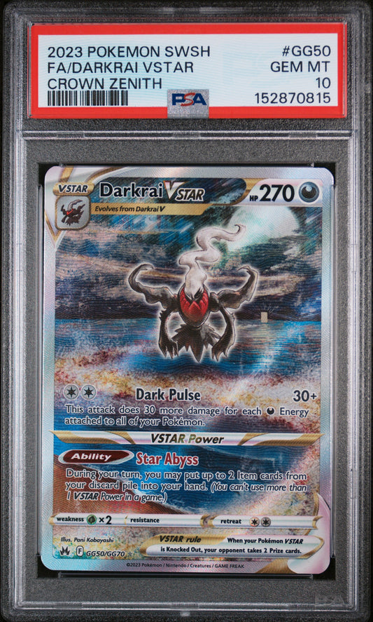 2023 POKEMON SWORD AND SHIELD CROWN ZENITH FA/DARKRAI VSTAR #GG50 CROWN ZENITH PSA 10