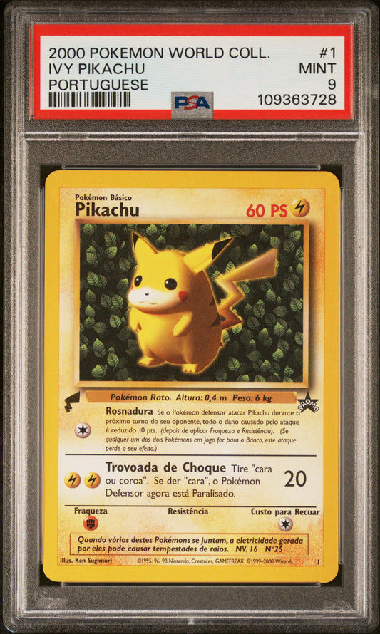 2000 POKEMON PIKACHU WORLD COLLECTION IVY PIKACHU #1 PORTUGUESE PSA 9