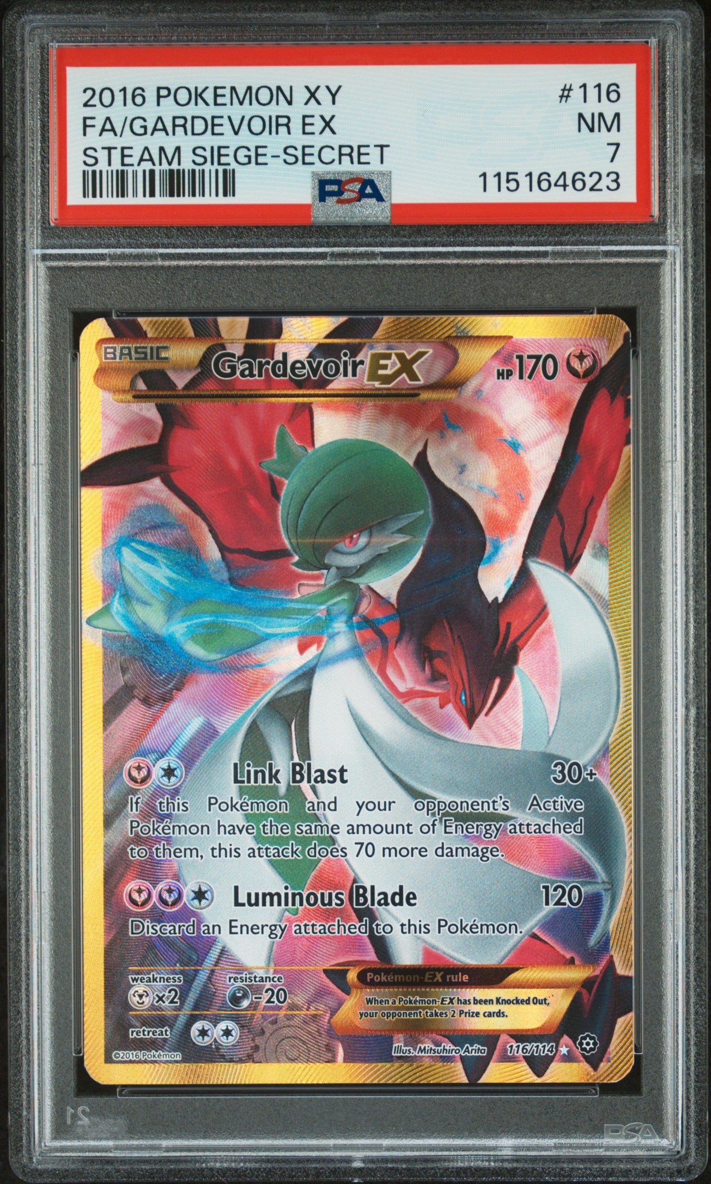 2016 POKEMON XY STEAM SIEGE FA/GARDEVOIR EX #116 PSA 7 - Image 1