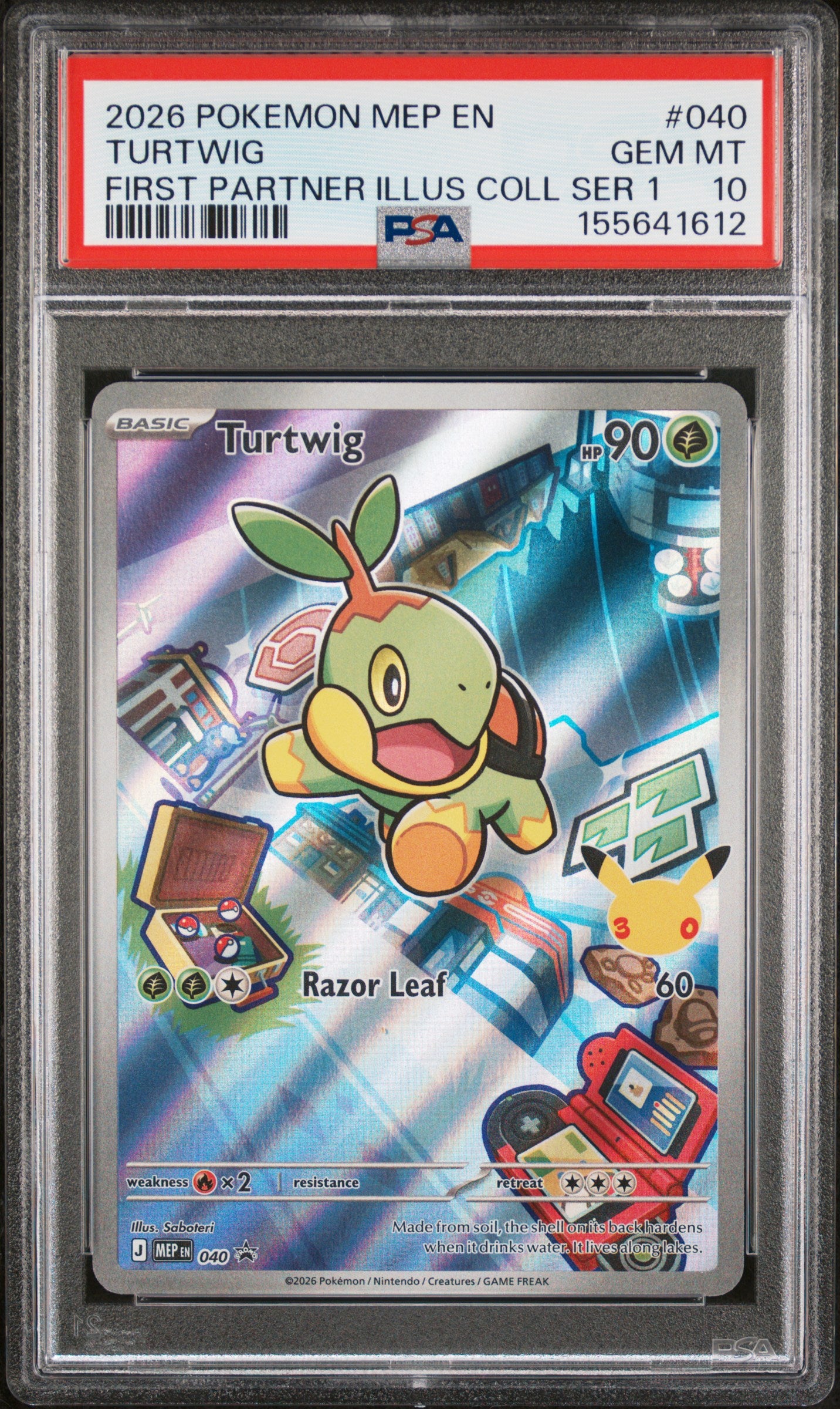 2026 POKEMON MEP EN-ME BLACK STAR PROMO TURTWIG #040 FIRST PARTNER ILLUS COLL SER 1 PSA 10