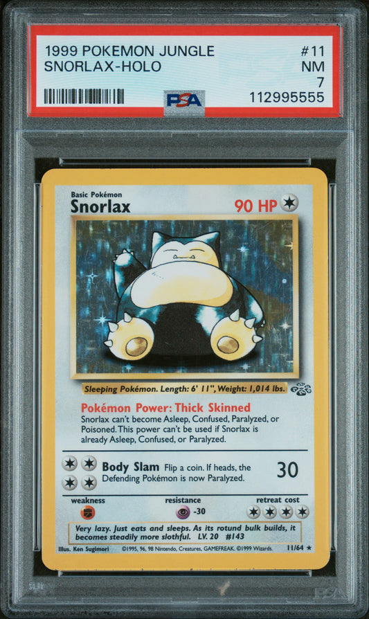 1999 POKEMON JUNGLE SNORLAX-HOLO #11 PSA 7