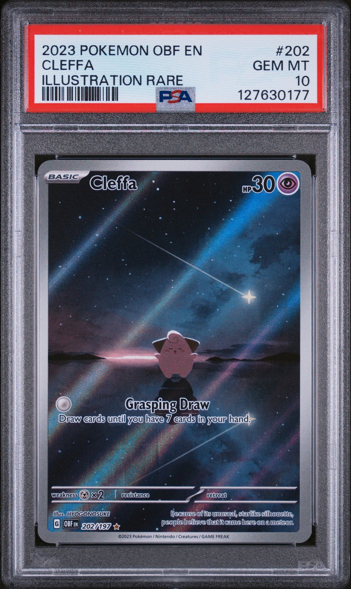 2023 POKEMON OBF EN-OBSIDIAN FLAMES CLEFFA #202 ILLUSTRATION RARE PSA 10