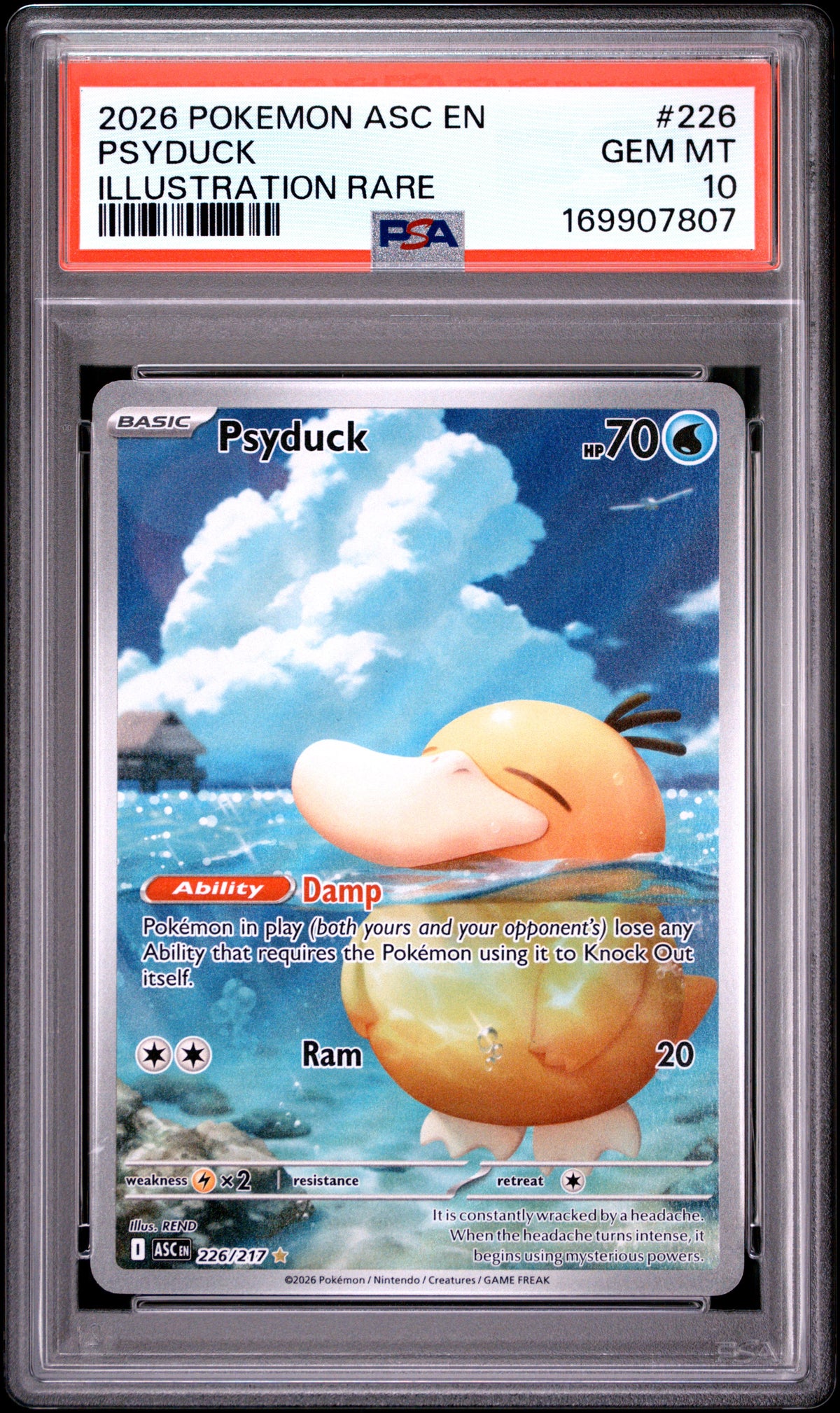2026 POKEMON ASC EN-ASCENDED HEROES PSYDUCK #226 ILLUSTRATION RARE PSA 10