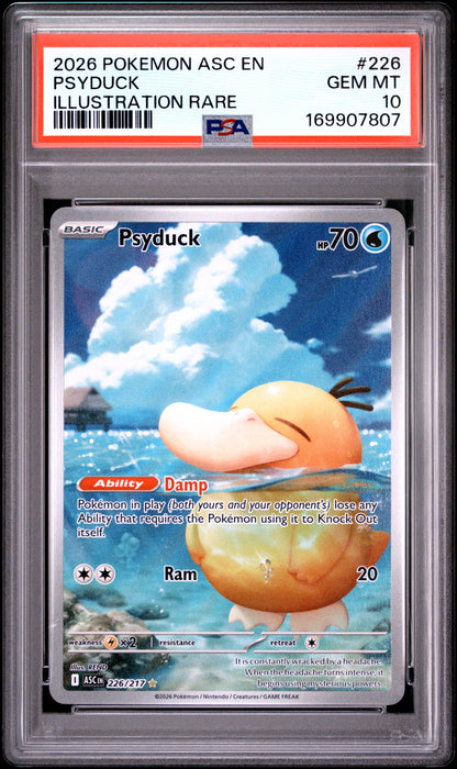 2026 POKEMON ASC EN-ASCENDED HEROES PSYDUCK #226 ILLUSTRATION RARE PSA 10