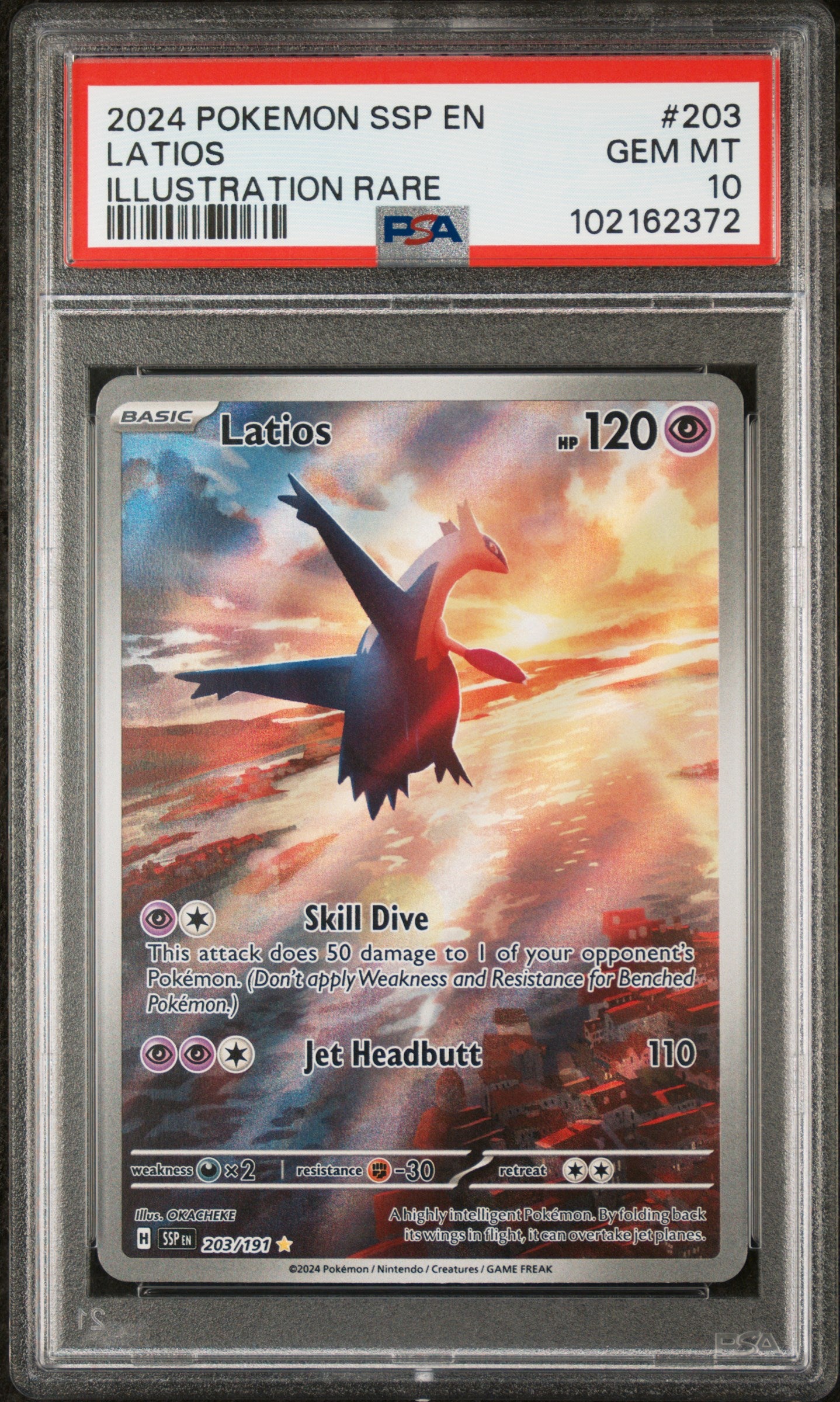 2024 POKEMON SSP EN-SURGING SPARKS LATIOS #203 PSA 10 - Image 1