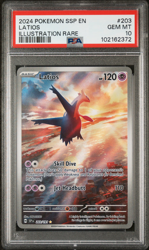 2024 POKEMON SSP EN-SURGING SPARKS LATIOS #203 PSA 10 - Image 1