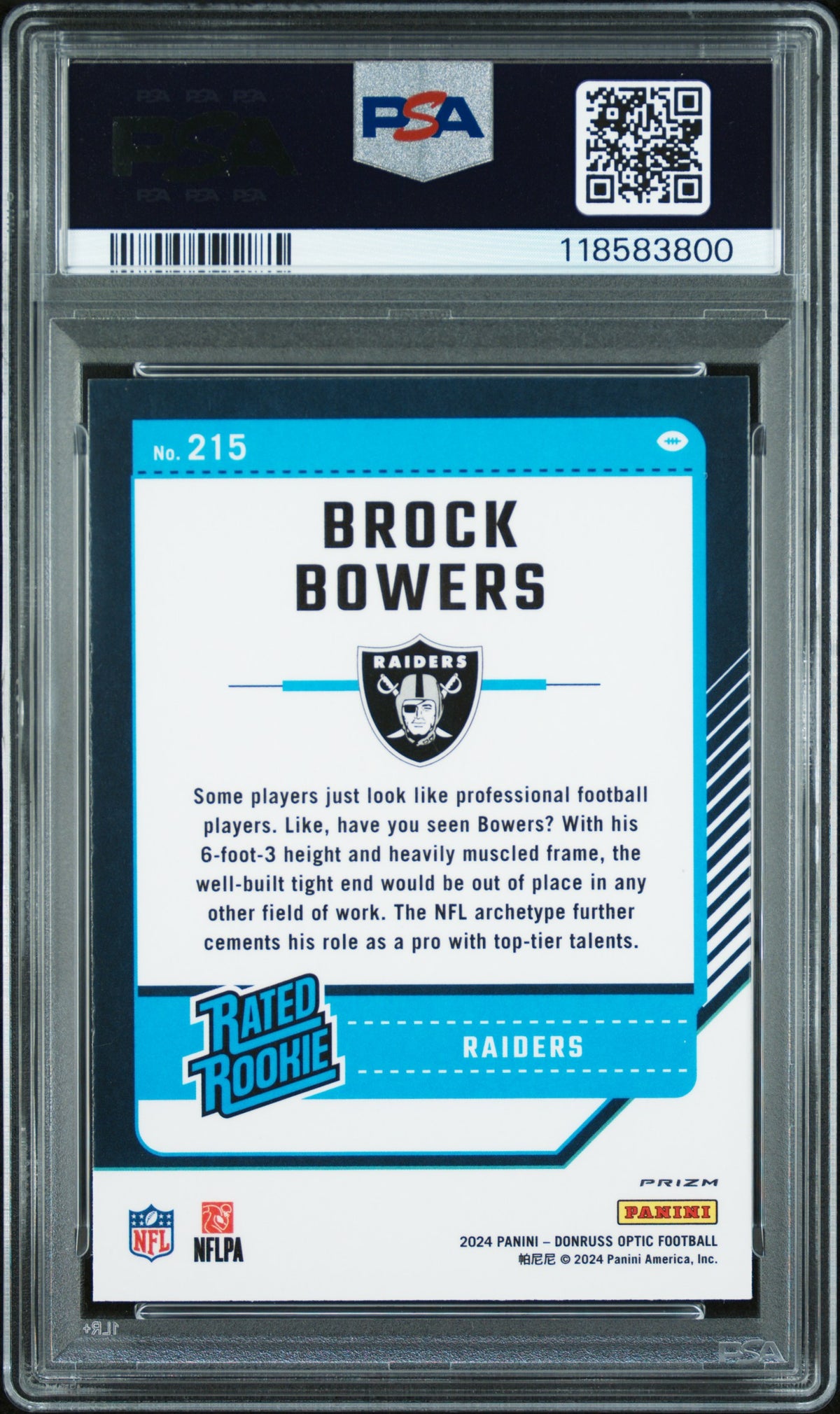 2024 PANINI DONRUSS OPTIC BROCK BOWERS #215 PINK PSA 9