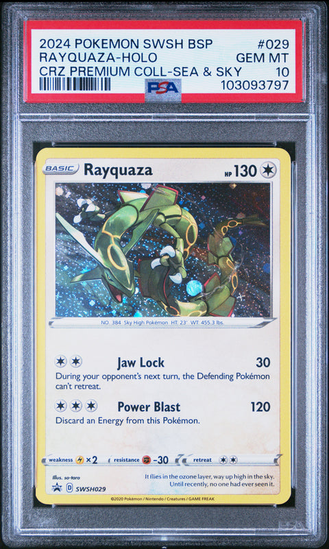 2024 POKEMON SWSH BLACK STAR PROMO RAYQUAZA-HOLO #029 PSA 10 - Image 1