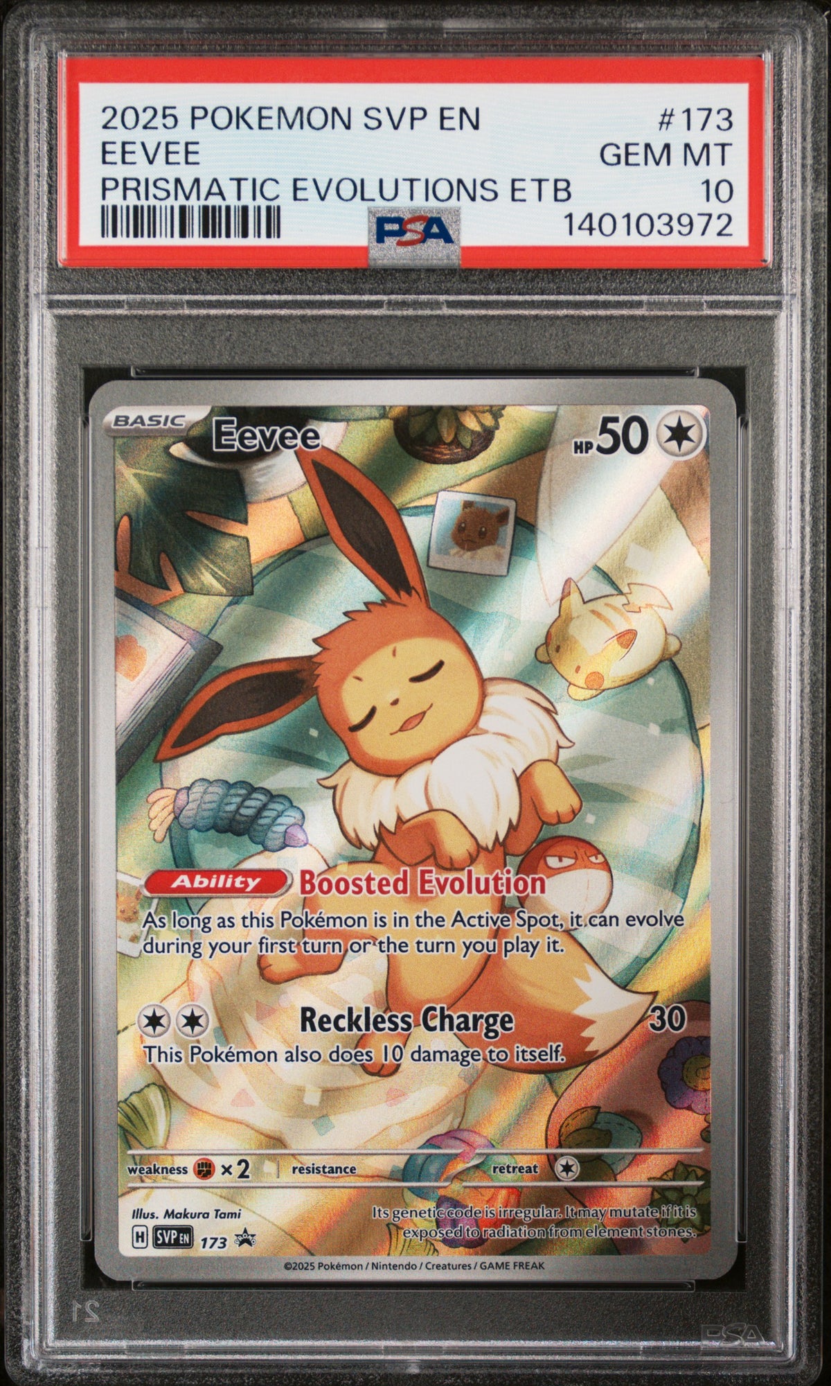 2025 POKEMON SVP EN-SV BLACK STAR PROMO EEVEE #173 PRISMATIC EVOLUTIONS ETB PSA 10