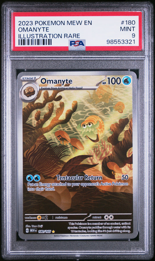 2023 POKEMON MEW EN-151 OMANYTE #180 ILLUSTRATION RARE PSA 9