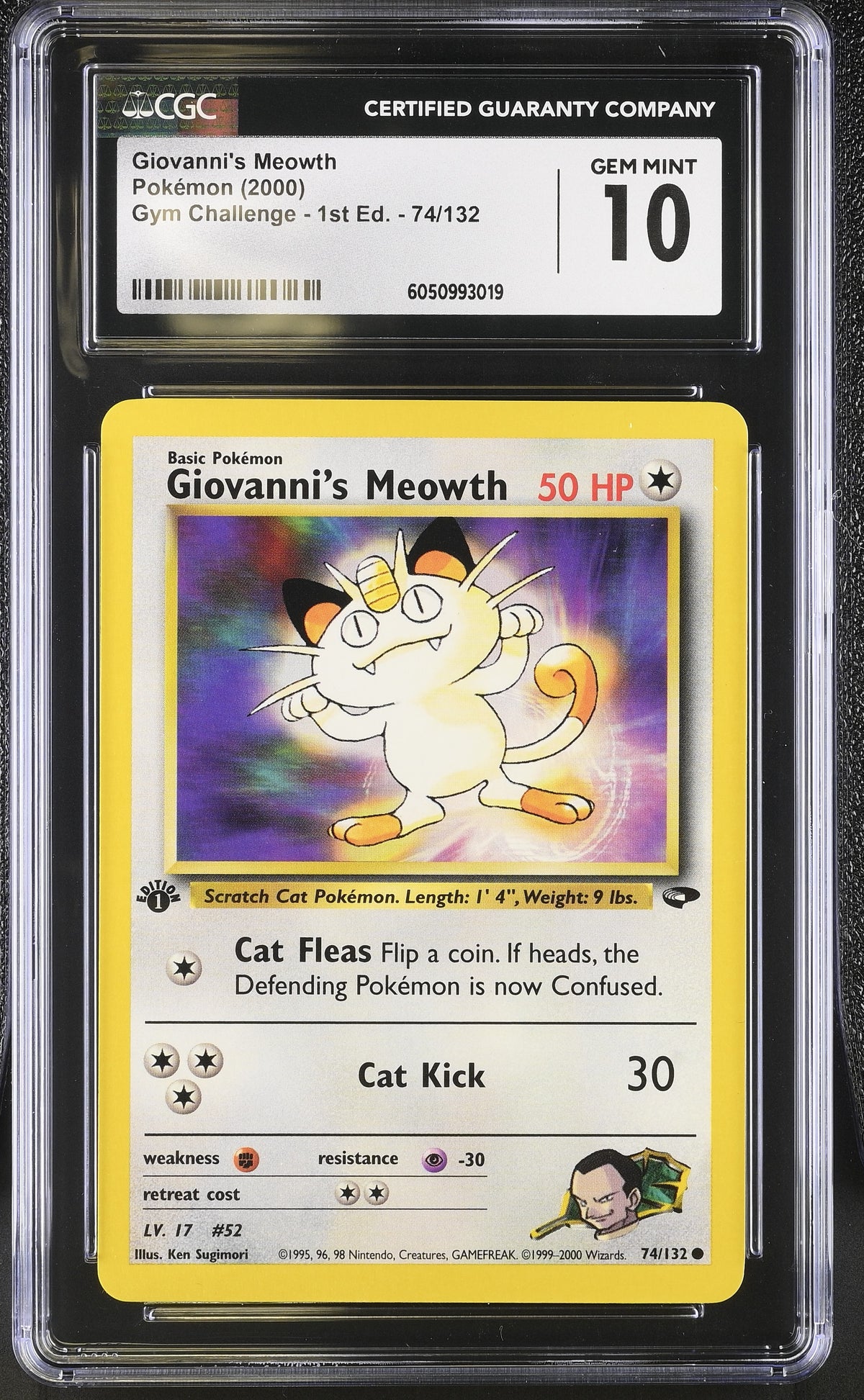 Gym Challenge - 1st Ed. Giovanni's Meowth #74/132 CGC 10