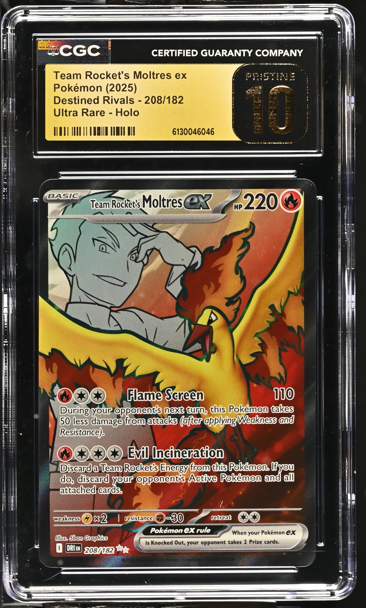 Destined Rivals Team Rocket's Moltres ex #208/182 CGC 10