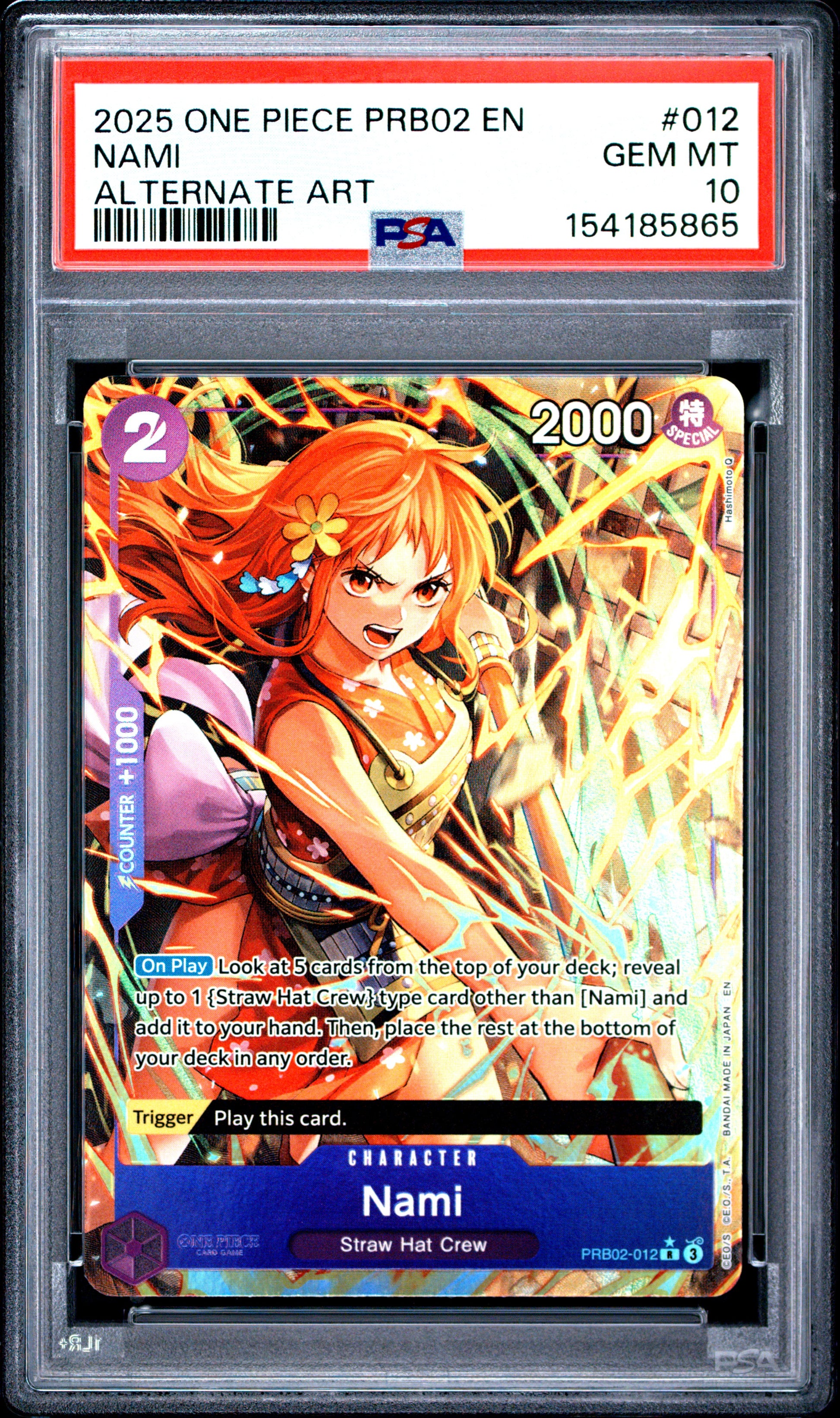 2025 ONE PIECE PRB02-PREMIUM BOOSTER -ONE PIECE CARD THE BEST- VOL.2 NAMI #012 ALTERNATE ART PSA 10