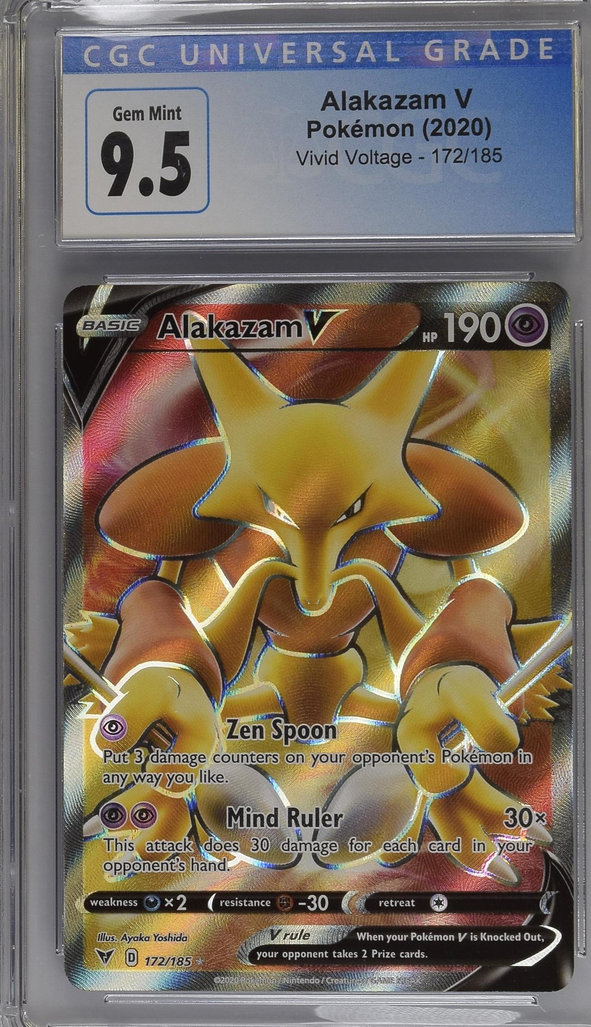 Vivid Voltage Alakazam V #172/185 CGC 10