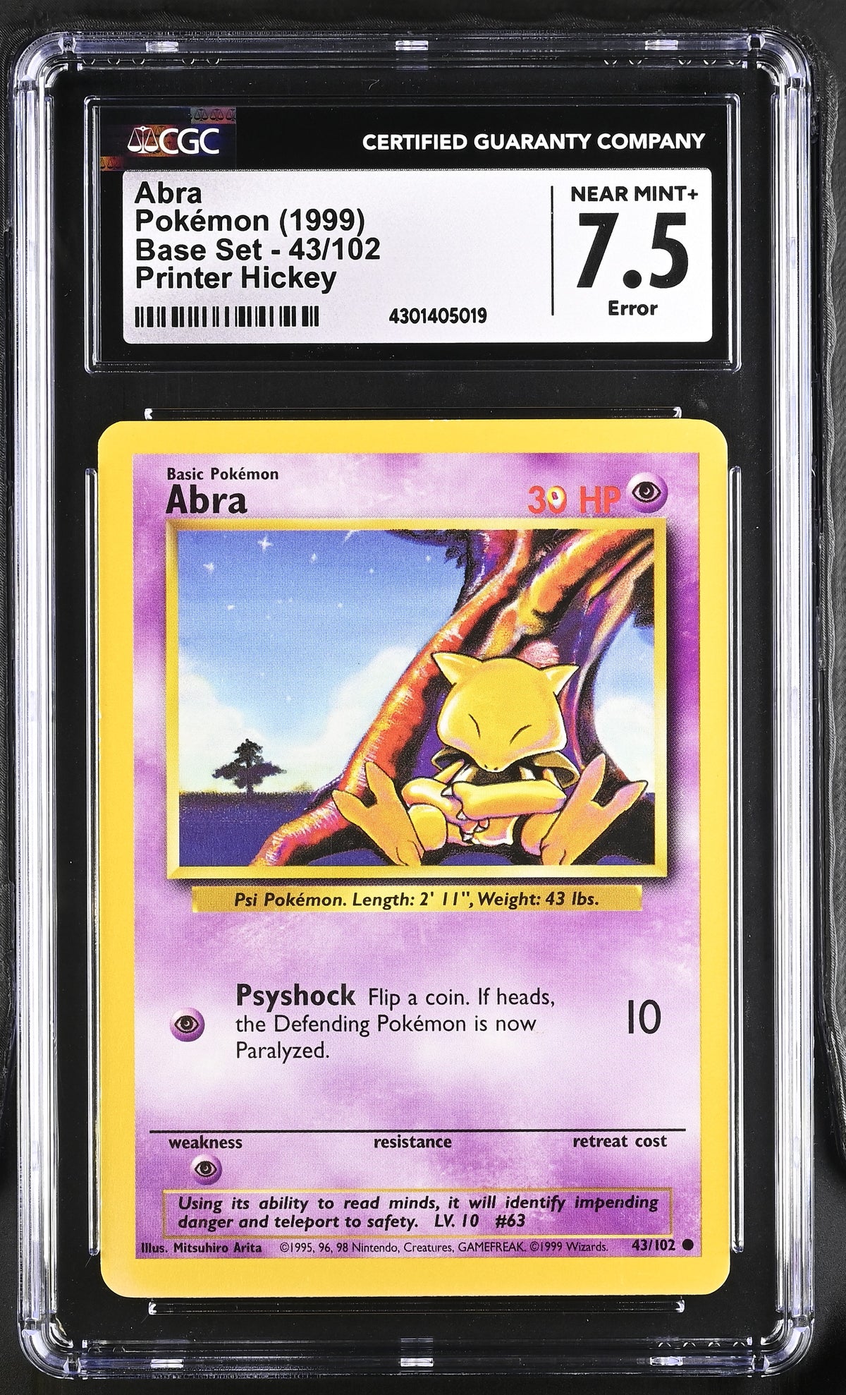 Base Set Abra #43/102 CGC 7.5