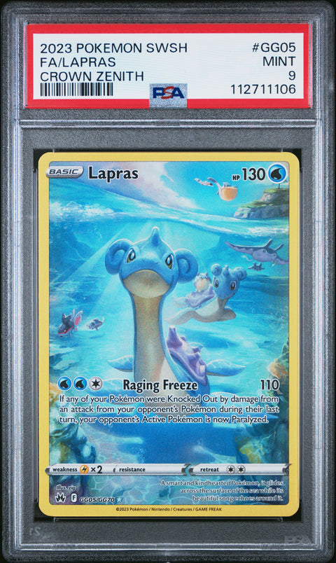 2023 POKEMON SWORD AND SHIELD CROWN ZENITH FA/LAPRAS #GG05 PSA 9 - Image 1