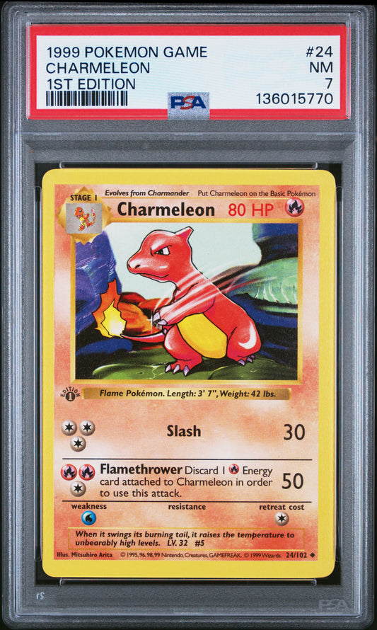 1999 POKEMON GAME CHARMELEON #24 1ST EDITION PSA 7
