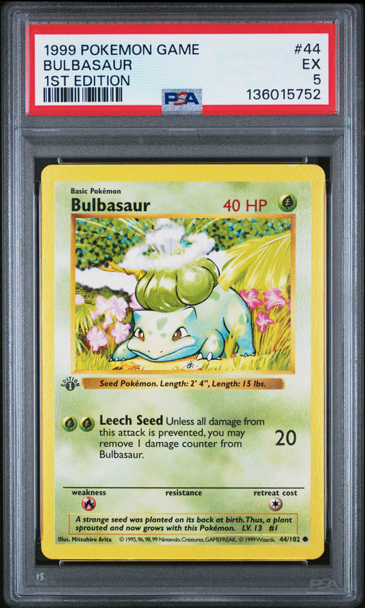 1999 POKEMON GAME BULBASAUR #44 1ST EDITION PSA 5