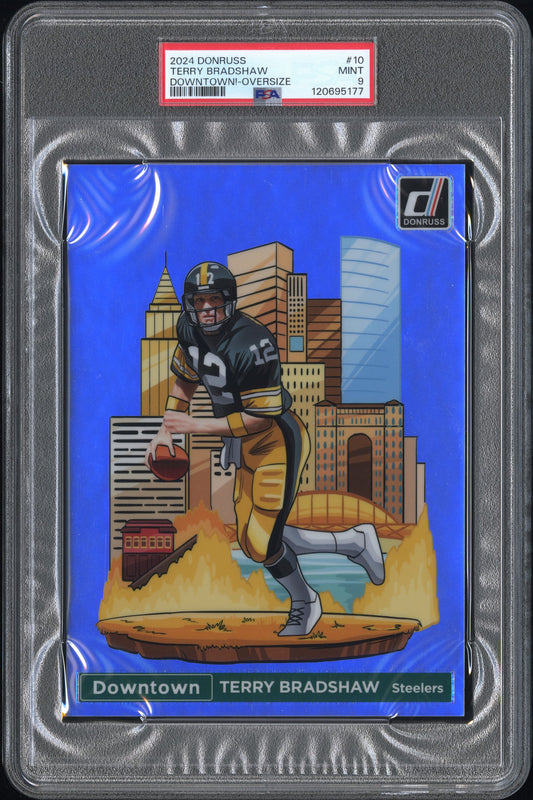 2024 PANINI DONRUSS DOWNTOWN! TERRY BRADSHAW #10 DOWNTOWN!-OVERSIZE PSA 9
