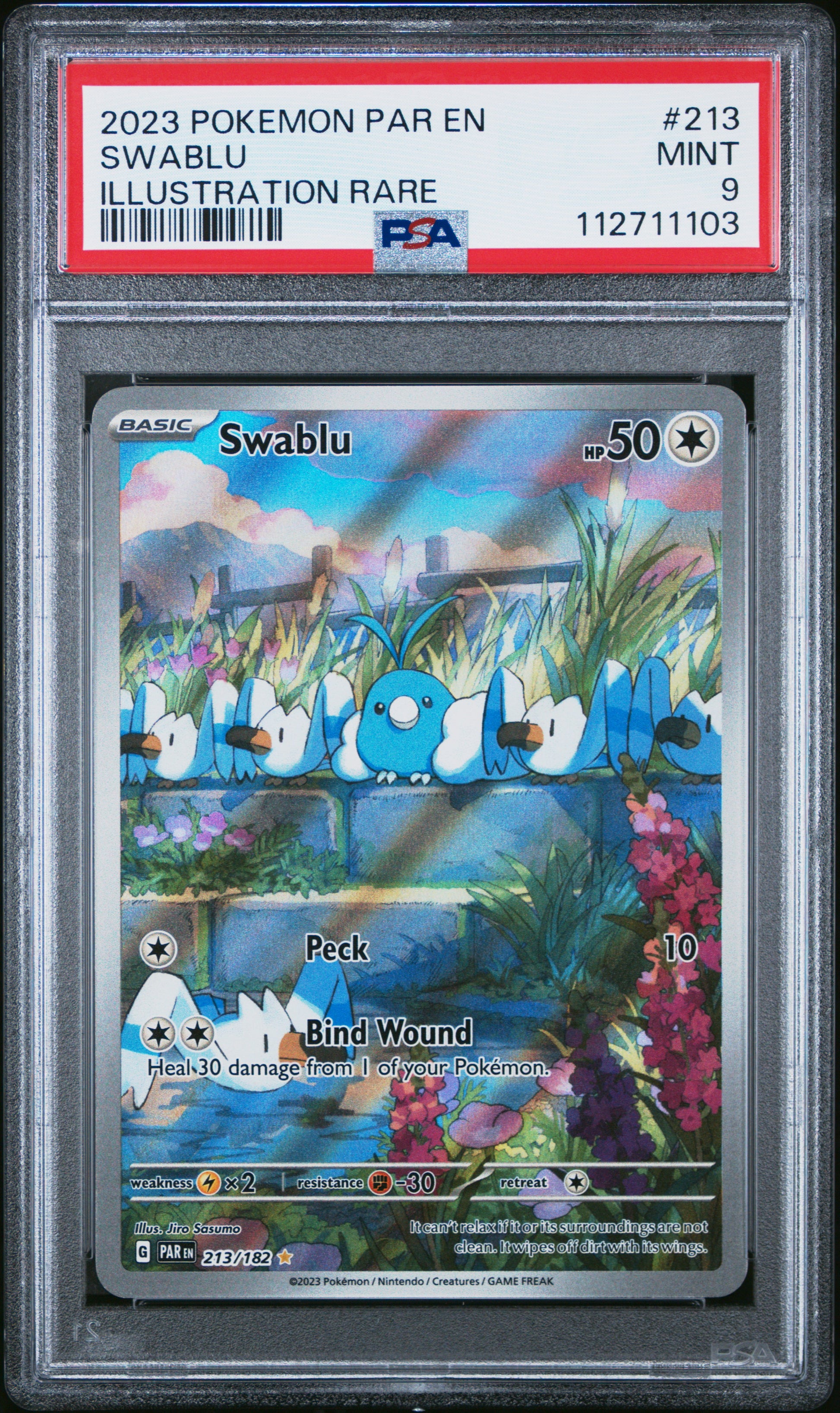 2023 POKEMON PAR EN-PARADOX RIFT SWABLU #213 PSA 9 - Image 2