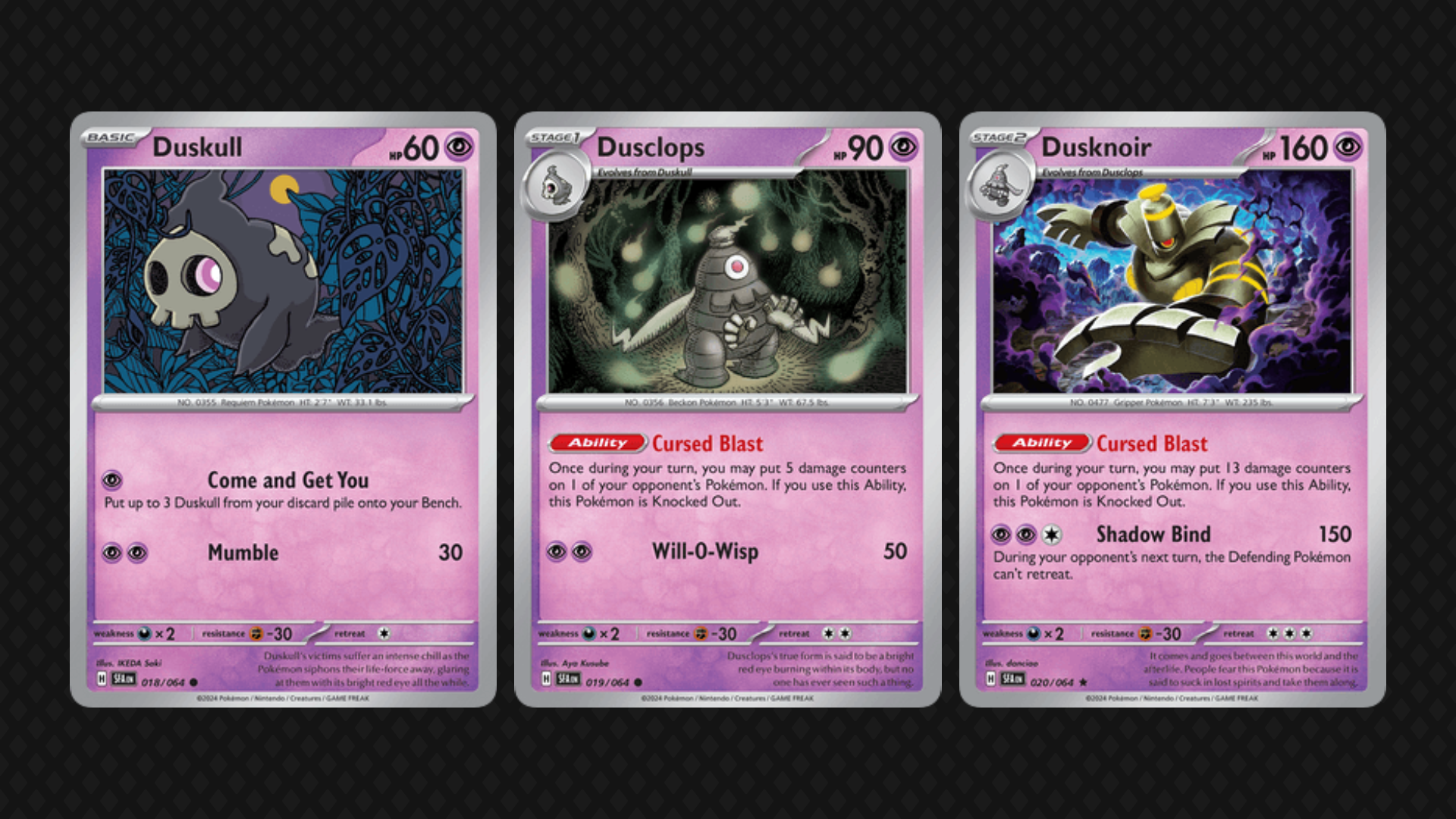 pokemon SV: Shrouded Fable Duskull Dusclops Dusknoir Set (3 Cards) – Aloha Card Shop