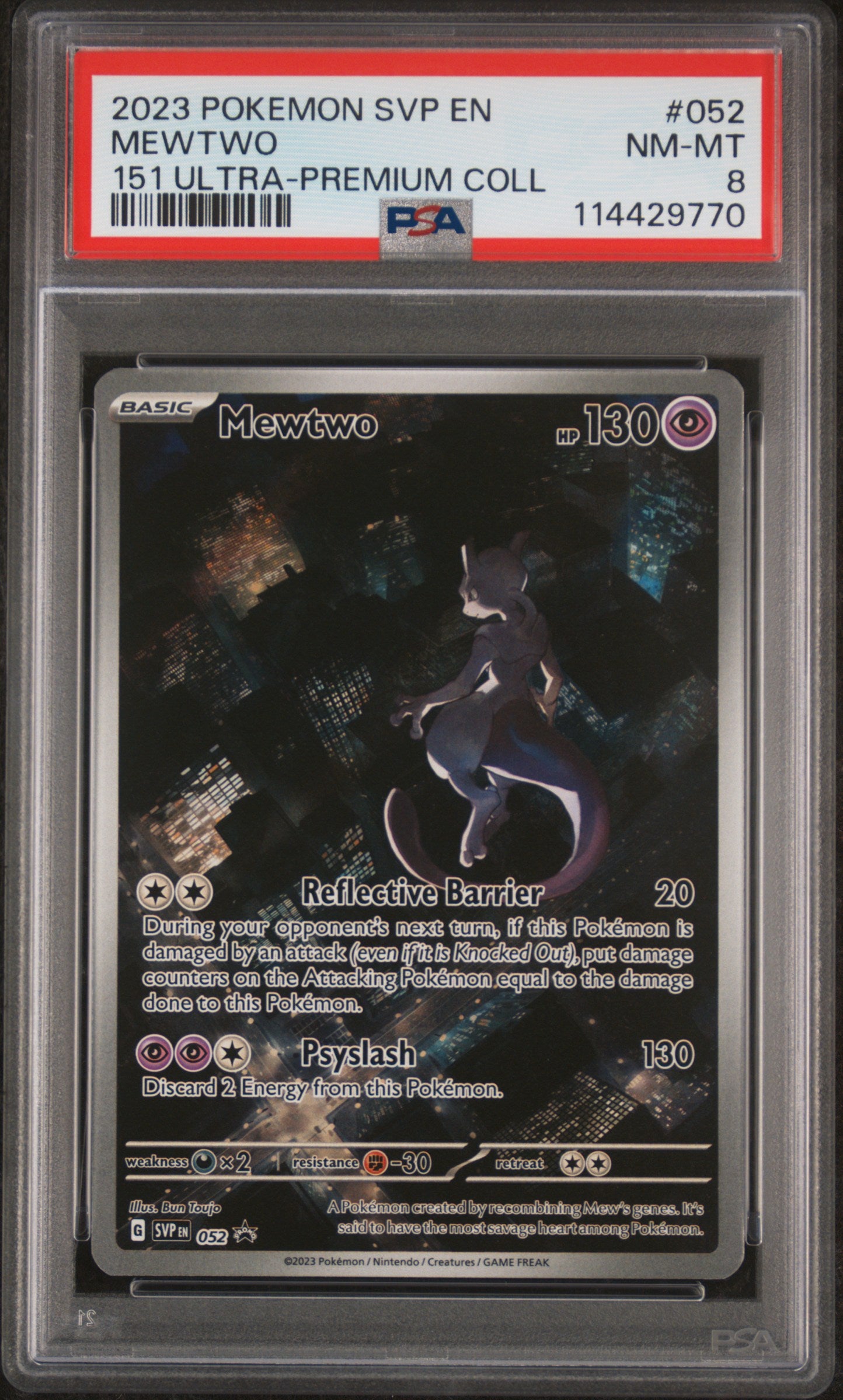 2023 POKEMON SVP EN-SV BLACK STAR PROMO MEWTWO #052 151 ULTRA-PREMIUM COLL PSA 8