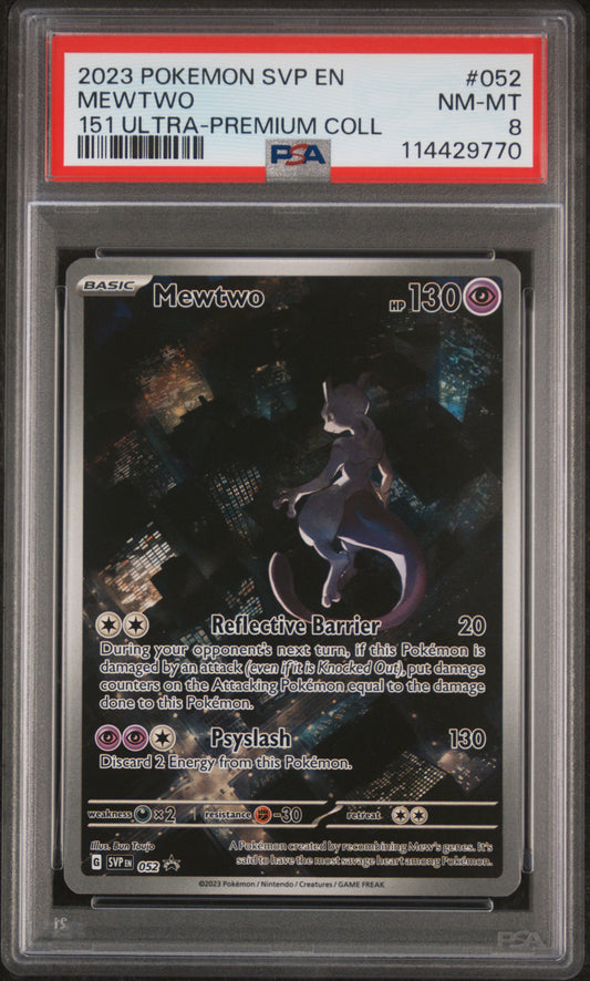 2023 POKEMON SVP EN-SV BLACK STAR PROMO MEWTWO #052 151 ULTRA-PREMIUM COLL PSA 8
