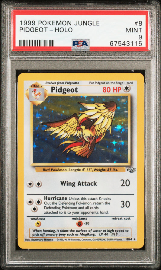 1999 POKEMON JUNGLE PIDGEOT-HOLO #8 PSA 9