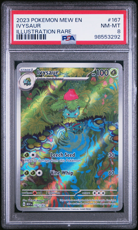 2023 POKEMON MEW EN-151 IVYSAUR #167 ILLUSTRATION RARE PSA 8