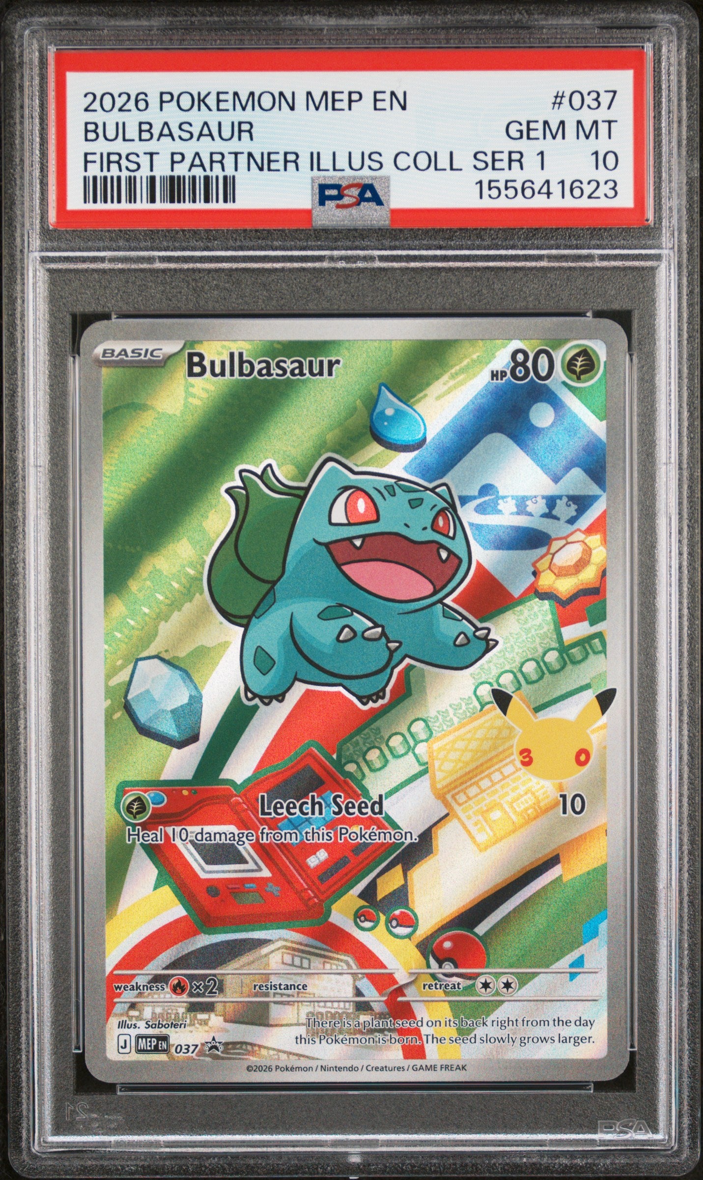 2026 POKEMON MEP EN-ME BLACK STAR PROMO BULBASAUR #037 FIRST PARTNER ILLUS COLL SER 1 PSA 10