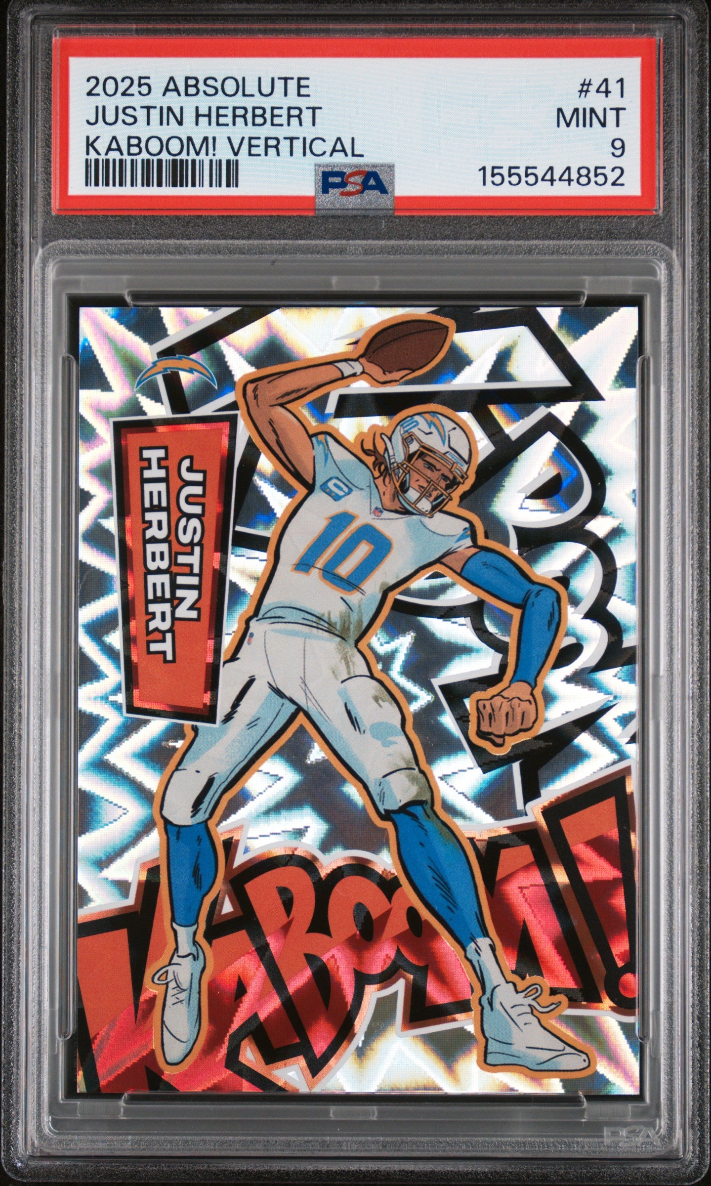2025 PANINI ABSOLUTE KABOOM! VERTICAL JUSTIN HERBERT #41 PSA 9